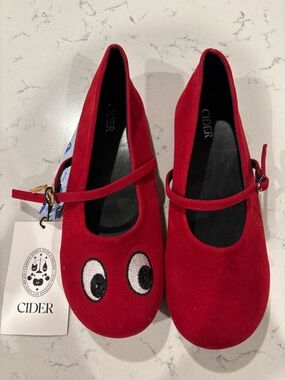 CIDER Kids Red Mary Jane Shoes with Playful Eye Detail Size 38